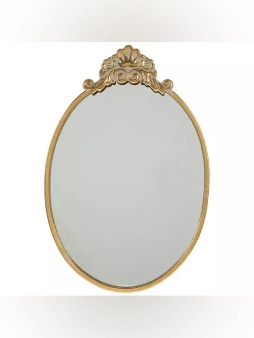 Gold Ornate Oval Metal Wall Mirror